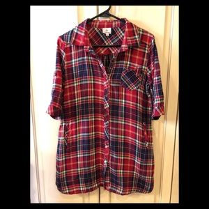Plaid Flannel Mini Dress W/ Pockets, Size Medium